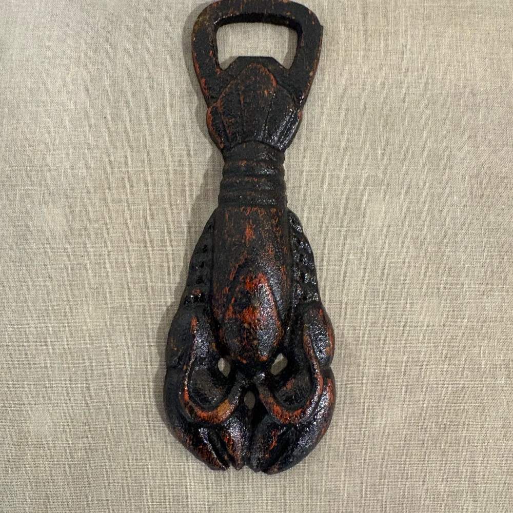 Cast Iron Lobster Bottle Opener - Maine Nautical Souvenir - Dark Red - 5.75"